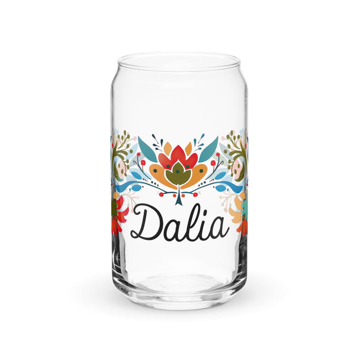 Dalia Exclusive Name Art Piece Can-Shaped Glass Home Office Work Mexican Spanish Pride Gift Cup One-Of-A-Kind Calligraphy Glass | D19 Mexicada 16 oz