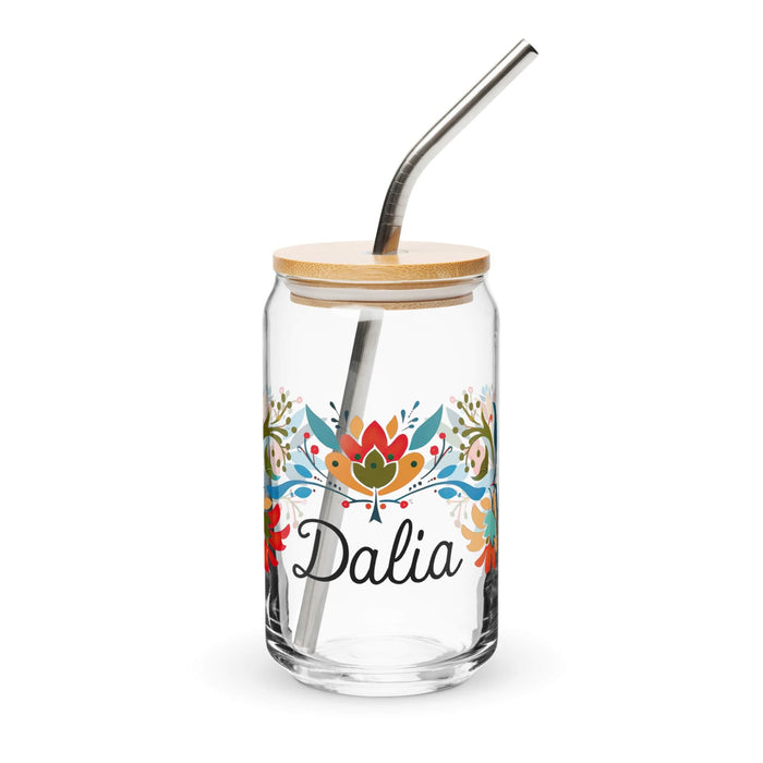 Dalia Exclusive Name Art Piece Can-Shaped Glass Home Office Work Mexican Spanish Pride Gift Cup One-Of-A-Kind Calligraphy Glass | D19 Mexicada 16 oz With Lid & Straw