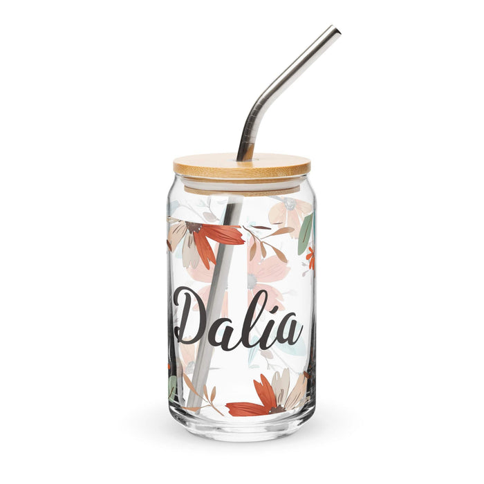 Dalia Exclusive Name Art Piece Can-Shaped Glass Home Office Work Mexican Spanish Pride Gift Cup One-Of-A-Kind Calligraphy Glass | D2 Mexicada 16 oz With Lid & Straw