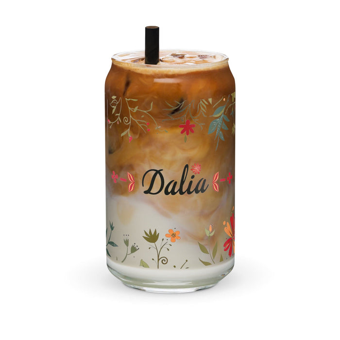 Dalia Exclusive Name Art Piece Can-Shaped Glass Home Office Work Mexican Spanish Pride Gift Cup One-Of-A-Kind Calligraphy Glass | D20 Mexicada