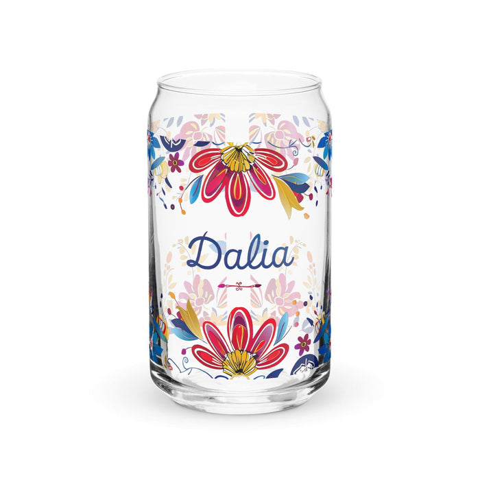 Dalia Exclusive Name Art Piece Can-Shaped Glass Home Office Work Mexican Spanish Pride Gift Cup One-Of-A-Kind Calligraphy Glass | D21 Mexicada 16 oz