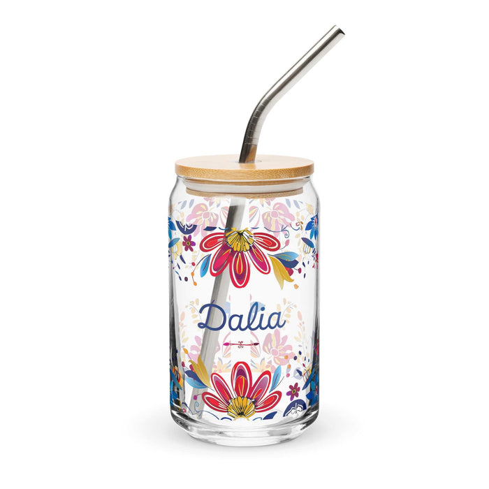 Dalia Exclusive Name Art Piece Can-Shaped Glass Home Office Work Mexican Spanish Pride Gift Cup One-Of-A-Kind Calligraphy Glass | D21 Mexicada 16 oz With Lid & Straw