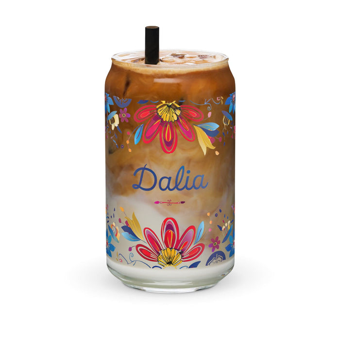 Dalia Exclusive Name Art Piece Can-Shaped Glass Home Office Work Mexican Spanish Pride Gift Cup One-Of-A-Kind Calligraphy Glass | D21 Mexicada