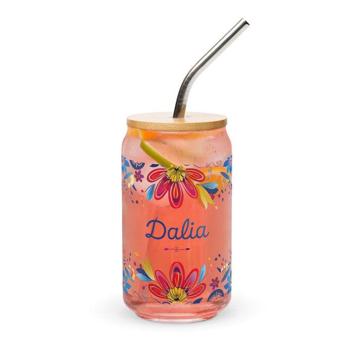 Dalia Exclusive Name Art Piece Can-Shaped Glass Home Office Work Mexican Spanish Pride Gift Cup One-Of-A-Kind Calligraphy Glass | D21 Mexicada