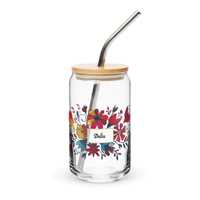 Dalia Exclusive Name Art Piece Can-Shaped Glass Home Office Work Mexican Spanish Pride Gift Cup One-Of-A-Kind Calligraphy Glass | D23 Mexicada 16 oz With Lid & Straw