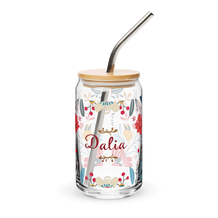 Dalia Exclusive Name Art Piece Can-Shaped Glass Home Office Work Mexican Spanish Pride Gift Cup One-Of-A-Kind Calligraphy Glass | D26 Mexicada 16 oz With Lid & Straw