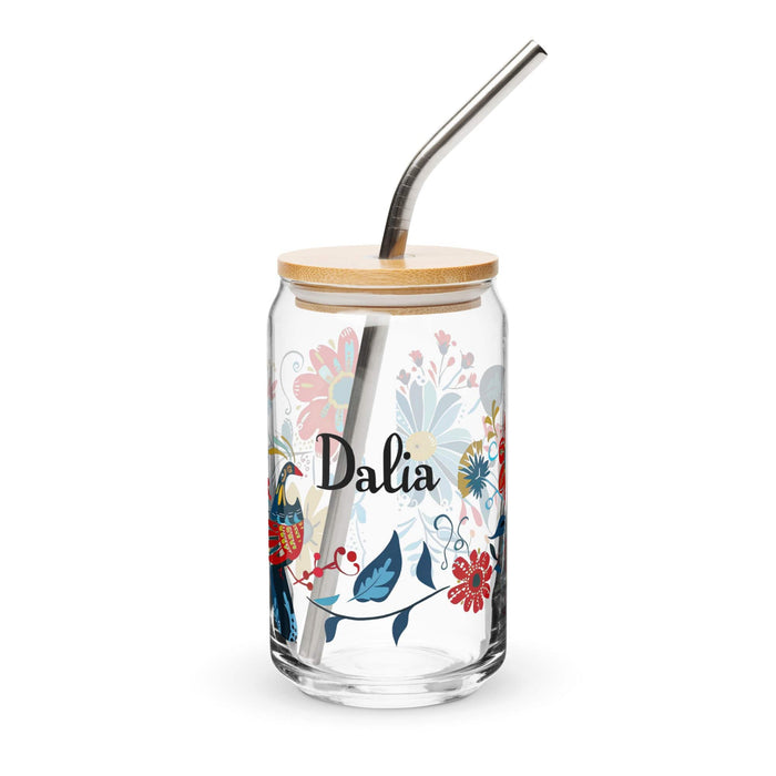 Dalia Exclusive Name Art Piece Can-Shaped Glass Home Office Work Mexican Spanish Pride Gift Cup One-Of-A-Kind Calligraphy Glass | D29 Mexicada 16 oz With Lid & Straw