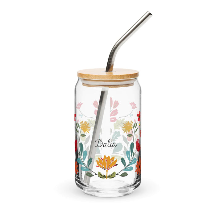 Dalia Exclusive Name Art Piece Can-Shaped Glass Home Office Work Mexican Spanish Pride Gift Cup One-Of-A-Kind Calligraphy Glass | D4 Mexicada 16 oz With Lid & Straw