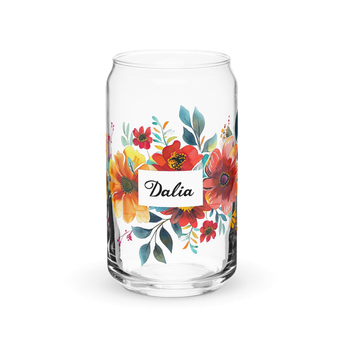 Dalia Exclusive Name Art Piece Can-Shaped Glass Home Office Work Mexican Spanish Pride Gift Cup One-Of-A-Kind Calligraphy Glass | D5 Mexicada 16 oz