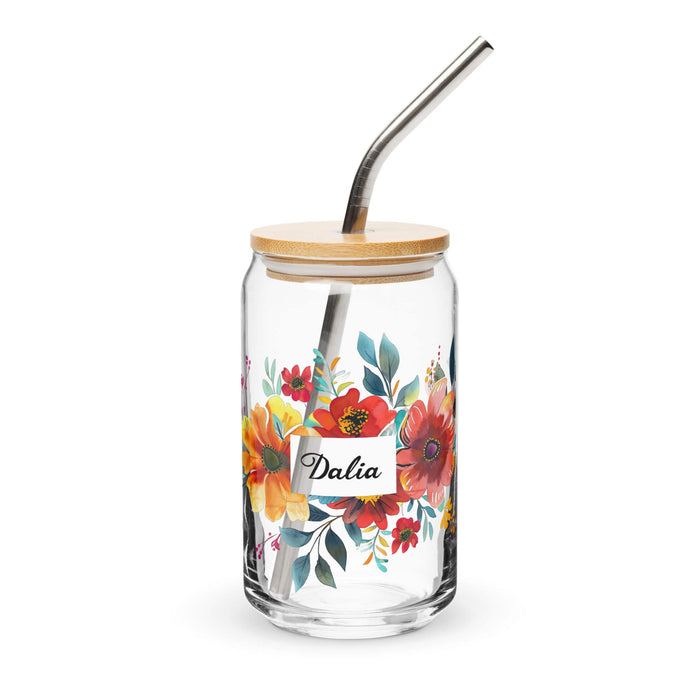 Dalia Exclusive Name Art Piece Can-Shaped Glass Home Office Work Mexican Spanish Pride Gift Cup One-Of-A-Kind Calligraphy Glass | D5 Mexicada 16 oz With Lid & Straw