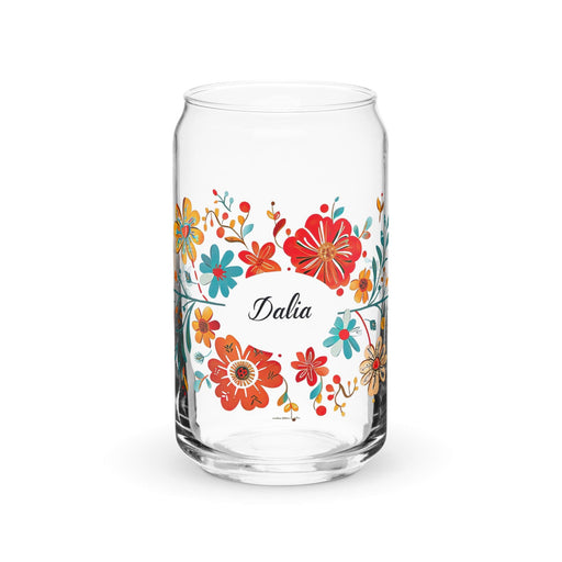 Dalia Exclusive Name Art Piece Can-Shaped Glass Home Office Work Mexican Spanish Pride Gift Cup One-Of-A-Kind Calligraphy Glass | D7 Mexicada 16 oz (No Lid No Straw)