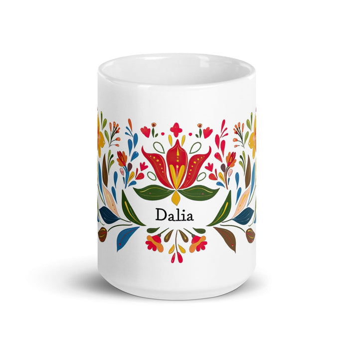 Dalia Exclusive Name Art Piece Home Office Work Coffee Mug Mexican Spanish Pride Gift Cup One-Of-A-Kind Calligraphy White Glossy Mug | D1 Mexicada