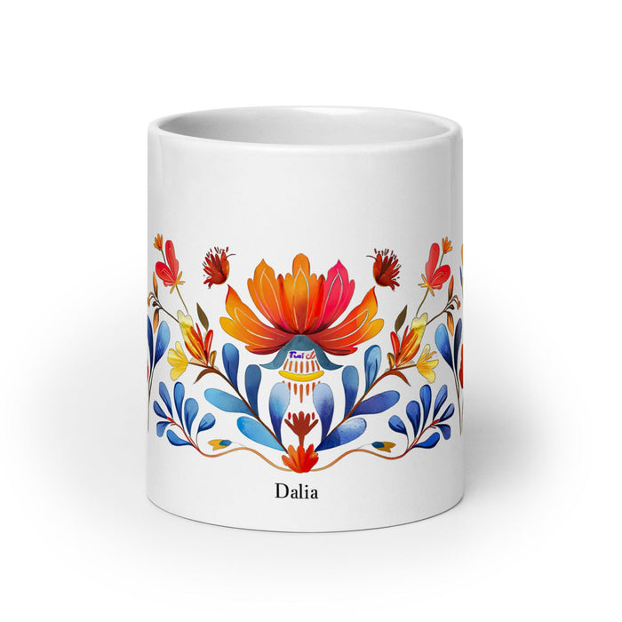 Dalia Exclusive Name Art Piece Home Office Work Coffee Mug Mexican Spanish Pride Gift Cup One-Of-A-Kind Calligraphy White Glossy Mug | D10 Mexicada