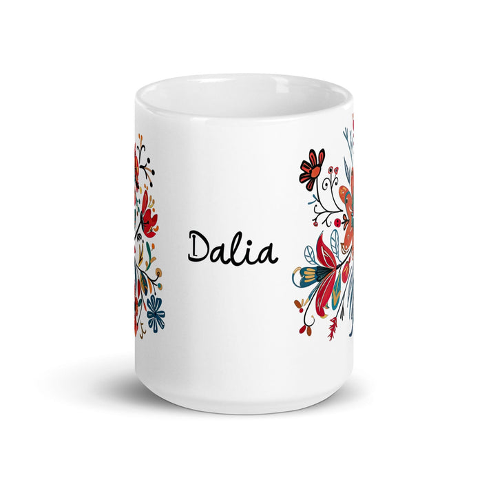 Dalia Exclusive Name Art Piece Home Office Work Coffee Mug Mexican Spanish Pride Gift Cup One-Of-A-Kind Calligraphy White Glossy Mug | D11 Mexicada