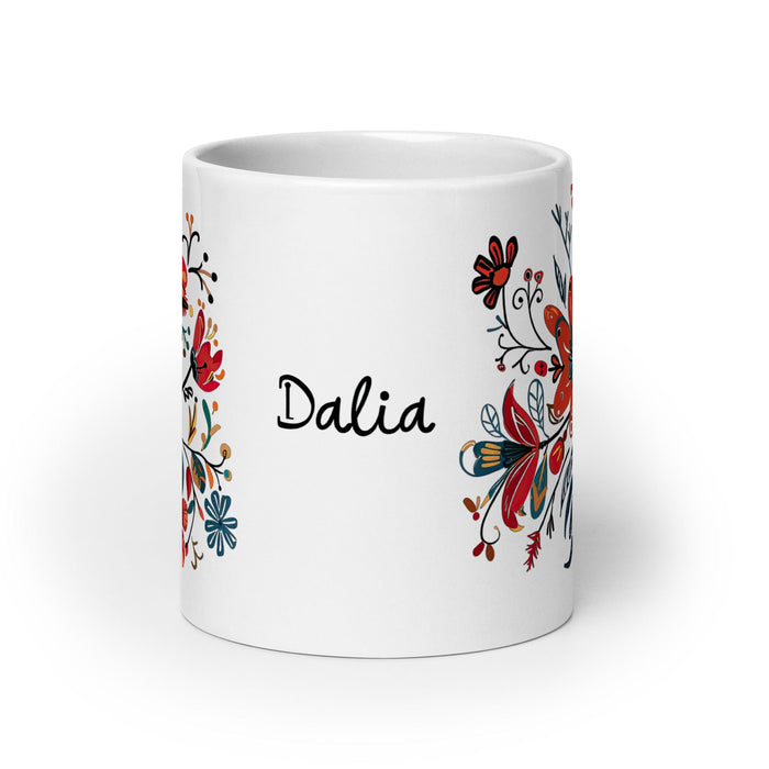 Dalia Exclusive Name Art Piece Home Office Work Coffee Mug Mexican Spanish Pride Gift Cup One-Of-A-Kind Calligraphy White Glossy Mug | D11 Mexicada