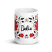 Dalia Exclusive Name Art Piece Home Office Work Coffee Mug Mexican Spanish Pride Gift Cup One-Of-A-Kind Calligraphy White Glossy Mug | D13 Mexicada