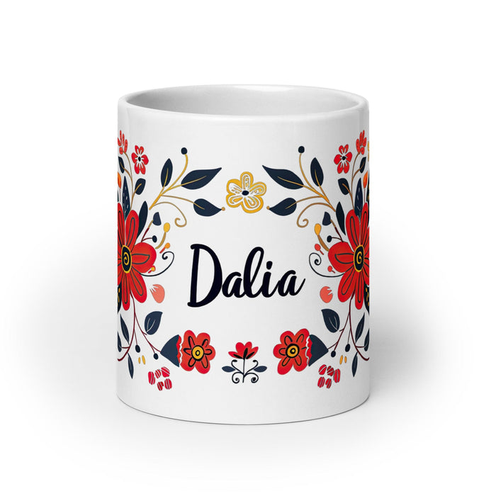 Dalia Exclusive Name Art Piece Home Office Work Coffee Mug Mexican Spanish Pride Gift Cup One-Of-A-Kind Calligraphy White Glossy Mug | D13 Mexicada