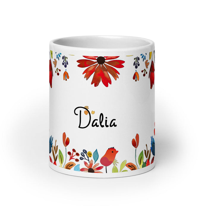 Dalia Exclusive Name Art Piece Home Office Work Coffee Mug Mexican Spanish Pride Gift Cup One-Of-A-Kind Calligraphy White Glossy Mug | D15 Mexicada