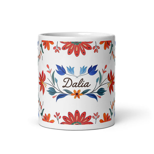 Dalia Exclusive Name Art Piece Home Office Work Coffee Mug Mexican Spanish Pride Gift Cup One-Of-A-Kind Calligraphy White Glossy Mug | D16 Mexicada