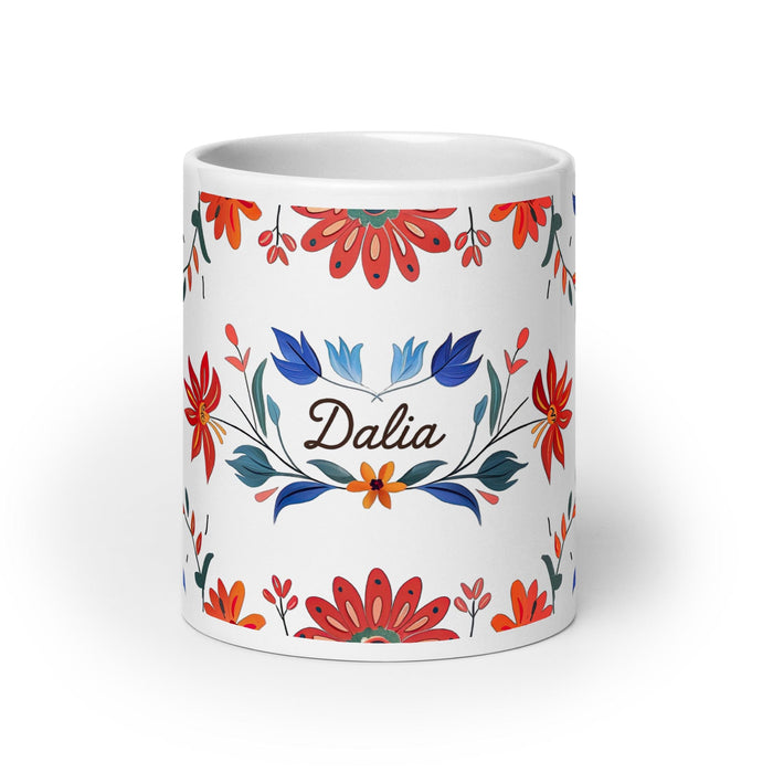 Dalia Exclusive Name Art Piece Home Office Work Coffee Mug Mexican Spanish Pride Gift Cup One-Of-A-Kind Calligraphy White Glossy Mug | D16 Mexicada