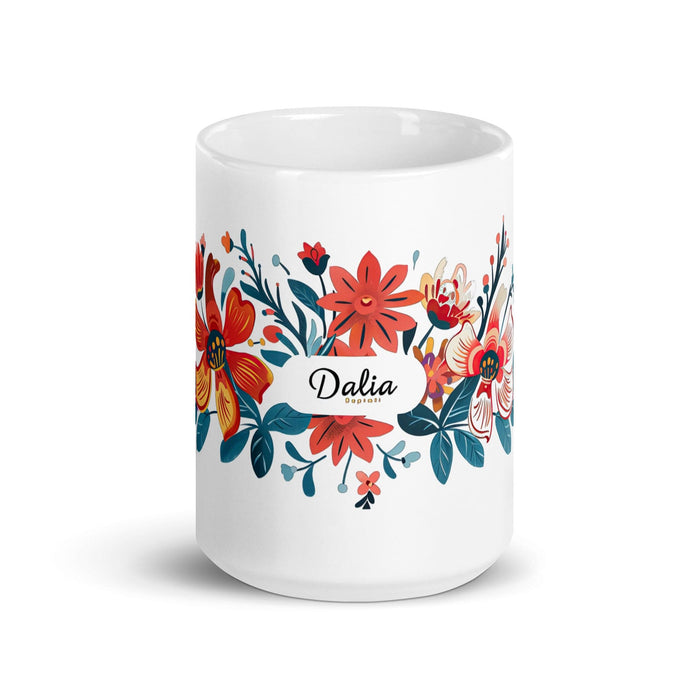 Dalia Exclusive Name Art Piece Home Office Work Coffee Mug Mexican Spanish Pride Gift Cup One-Of-A-Kind Calligraphy White Glossy Mug | D17 Mexicada