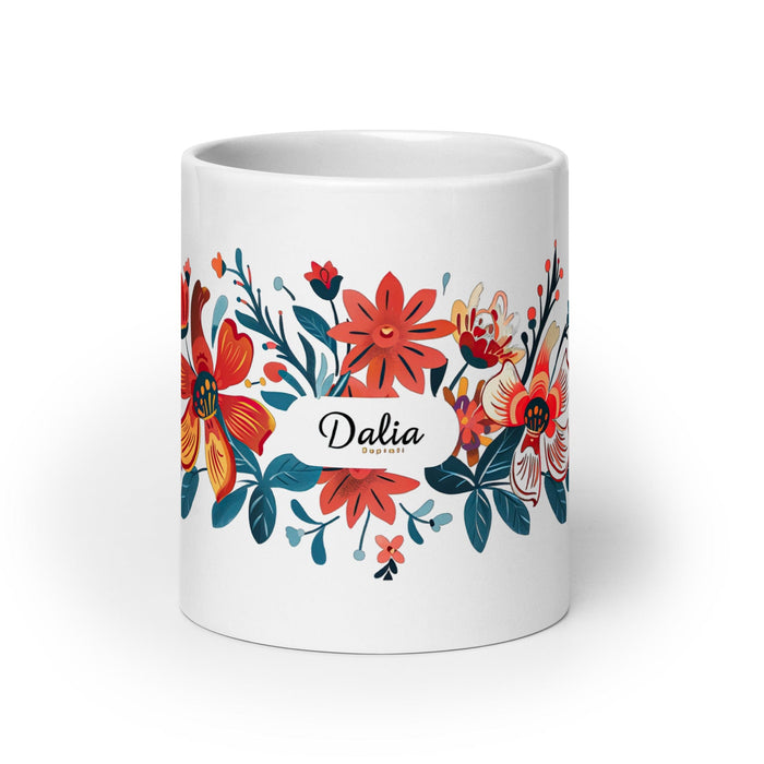 Dalia Exclusive Name Art Piece Home Office Work Coffee Mug Mexican Spanish Pride Gift Cup One-Of-A-Kind Calligraphy White Glossy Mug | D17 Mexicada