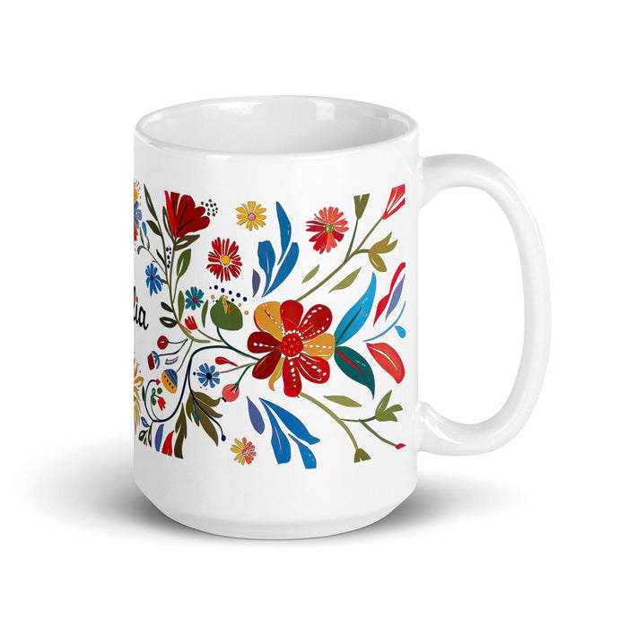 Dalia Exclusive Name Art Piece Home Office Work Coffee Mug Mexican Spanish Pride Gift Cup One-Of-A-Kind Calligraphy White Glossy Mug | D18 Mexicada 15 oz