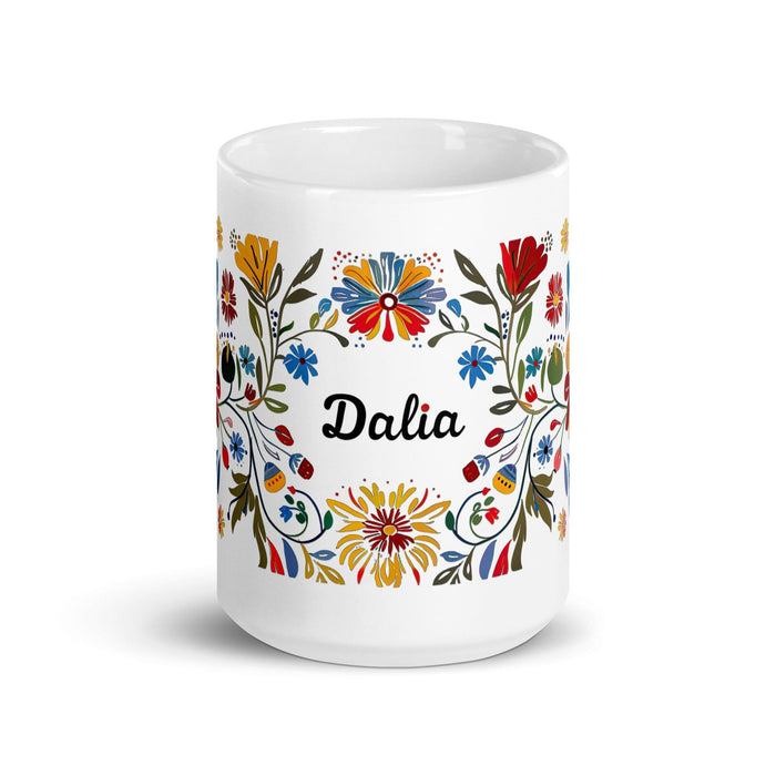 Dalia Exclusive Name Art Piece Home Office Work Coffee Mug Mexican Spanish Pride Gift Cup One-Of-A-Kind Calligraphy White Glossy Mug | D18 Mexicada