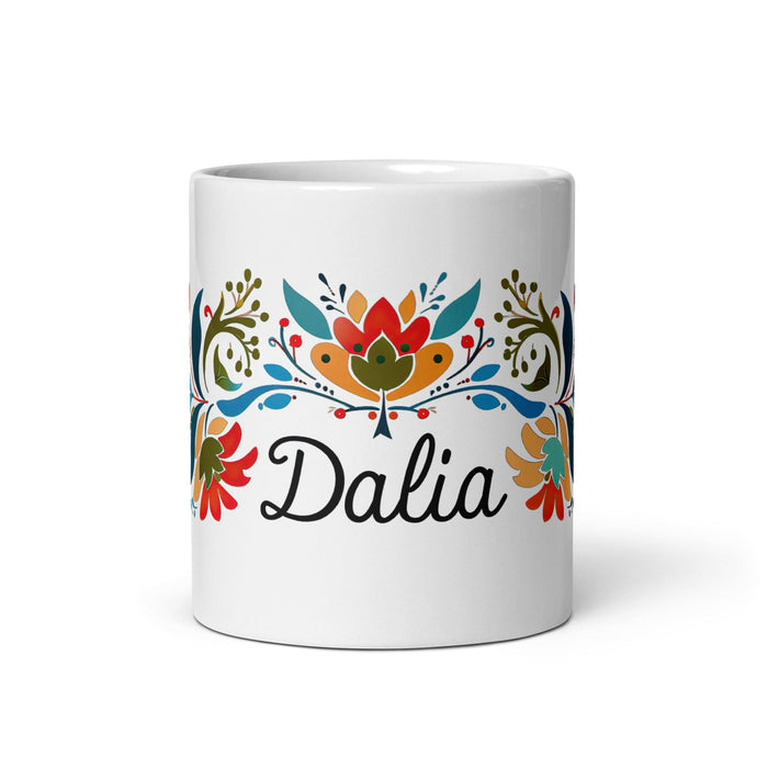 Dalia Exclusive Name Art Piece Home Office Work Coffee Mug Mexican Spanish Pride Gift Cup One-Of-A-Kind Calligraphy White Glossy Mug | D19 Mexicada