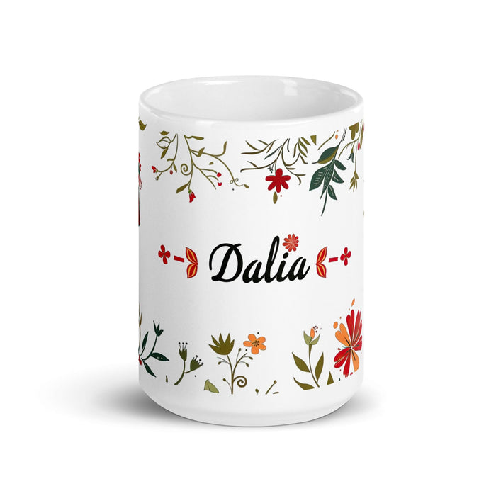 Dalia Exclusive Name Art Piece Home Office Work Coffee Mug Mexican Spanish Pride Gift Cup One-Of-A-Kind Calligraphy White Glossy Mug | D20 Mexicada