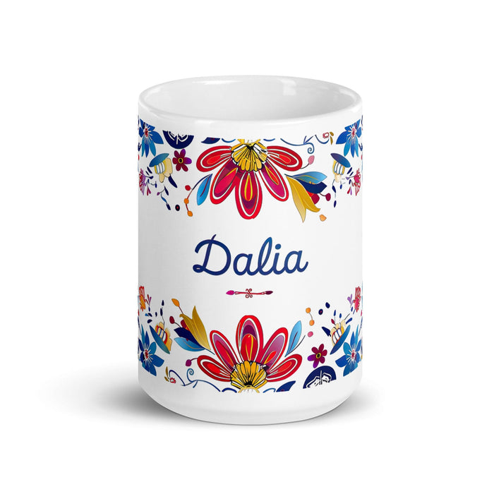 Dalia Exclusive Name Art Piece Home Office Work Coffee Mug Mexican Spanish Pride Gift Cup One-Of-A-Kind Calligraphy White Glossy Mug | D21 Mexicada