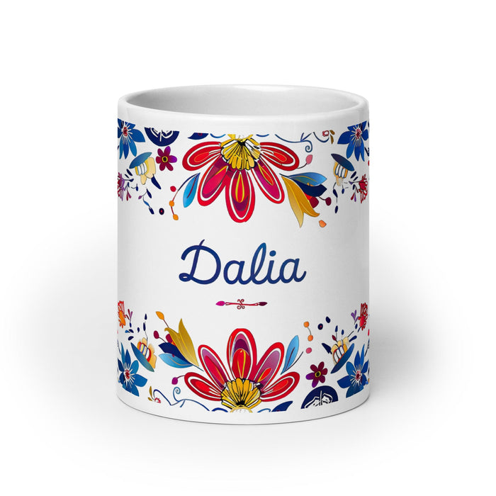 Dalia Exclusive Name Art Piece Home Office Work Coffee Mug Mexican Spanish Pride Gift Cup One-Of-A-Kind Calligraphy White Glossy Mug | D21 Mexicada