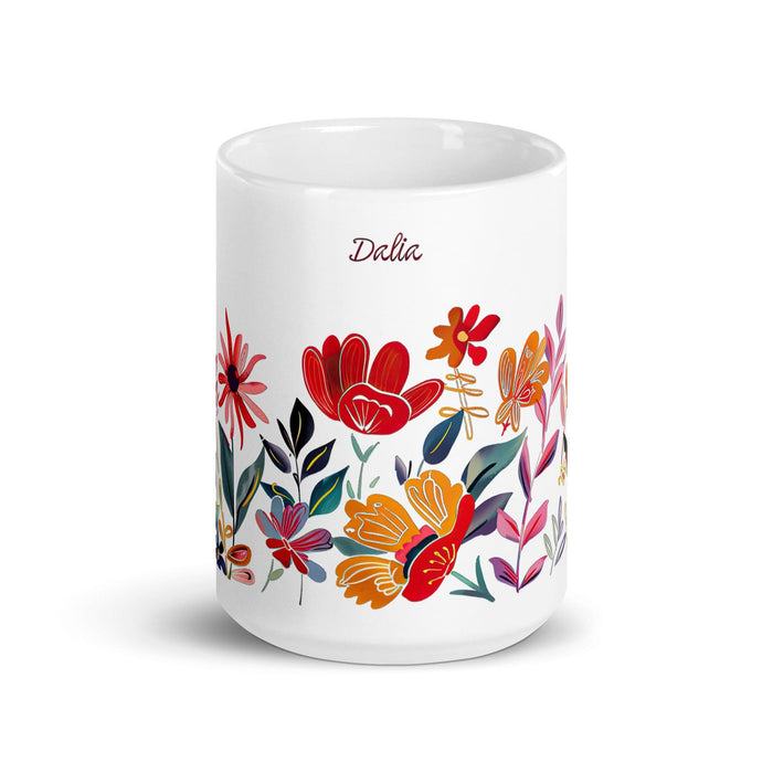 Dalia Exclusive Name Art Piece Home Office Work Coffee Mug Mexican Spanish Pride Gift Cup One-Of-A-Kind Calligraphy White Glossy Mug | D22 Mexicada