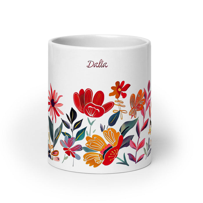 Dalia Exclusive Name Art Piece Home Office Work Coffee Mug Mexican Spanish Pride Gift Cup One-Of-A-Kind Calligraphy White Glossy Mug | D22 Mexicada