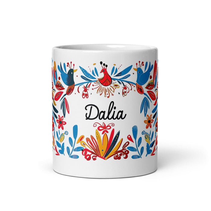 Dalia Exclusive Name Art Piece Home Office Work Coffee Mug Mexican Spanish Pride Gift Cup One-Of-A-Kind Calligraphy White Glossy Mug | D25 Mexicada