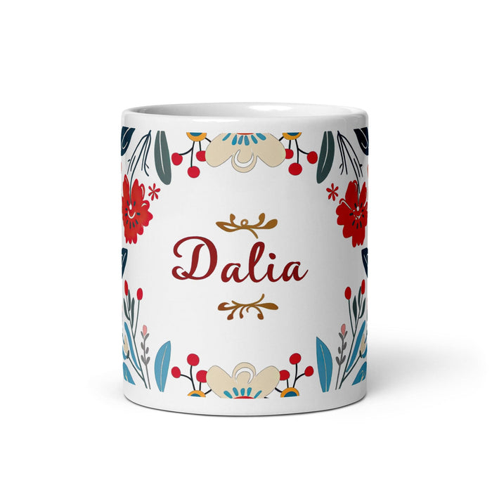 Dalia Exclusive Name Art Piece Home Office Work Coffee Mug Mexican Spanish Pride Gift Cup One-Of-A-Kind Calligraphy White Glossy Mug | D26 Mexicada