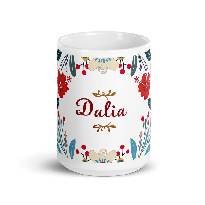 Dalia Exclusive Name Art Piece Home Office Work Coffee Mug Mexican Spanish Pride Gift Cup One-Of-A-Kind Calligraphy White Glossy Mug | D26 Mexicada