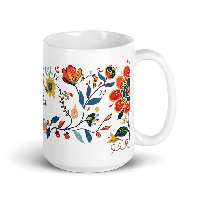 Dalia Exclusive Name Art Piece Home Office Work Coffee Mug Mexican Spanish Pride Gift Cup One-Of-A-Kind Calligraphy White Glossy Mug | D27 Mexicada 15 oz