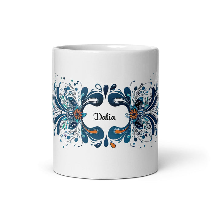 Dalia Exclusive Name Art Piece Home Office Work Coffee Mug Mexican Spanish Pride Gift Cup One-Of-A-Kind Calligraphy White Glossy Mug | D28 Mexicada