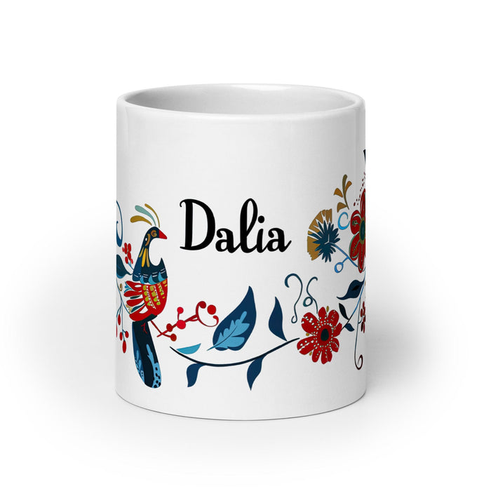 Dalia Exclusive Name Art Piece Home Office Work Coffee Mug Mexican Spanish Pride Gift Cup One-Of-A-Kind Calligraphy White Glossy Mug | D29 Mexicada