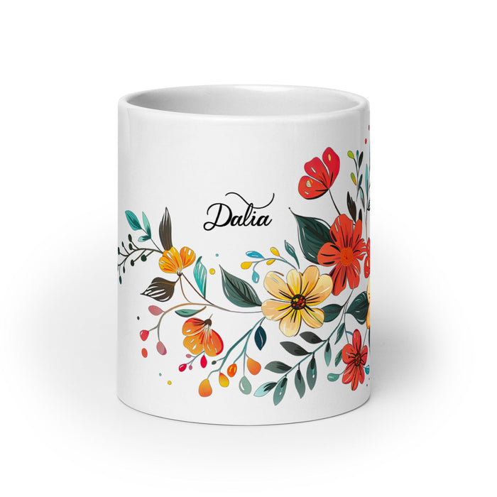 Dalia Exclusive Name Art Piece Home Office Work Coffee Mug Mexican Spanish Pride Gift Cup One-Of-A-Kind Calligraphy White Glossy Mug | D3 Mexicada