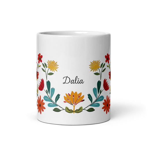 Dalia Exclusive Name Art Piece Home Office Work Coffee Mug Mexican Spanish Pride Gift Cup One-Of-A-Kind Calligraphy White Glossy Mug | D4 Mexicada