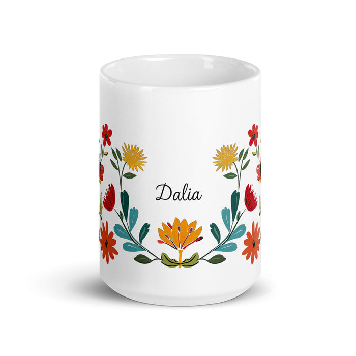 Dalia Exclusive Name Art Piece Home Office Work Coffee Mug Mexican Spanish Pride Gift Cup One-Of-A-Kind Calligraphy White Glossy Mug | D4 Mexicada