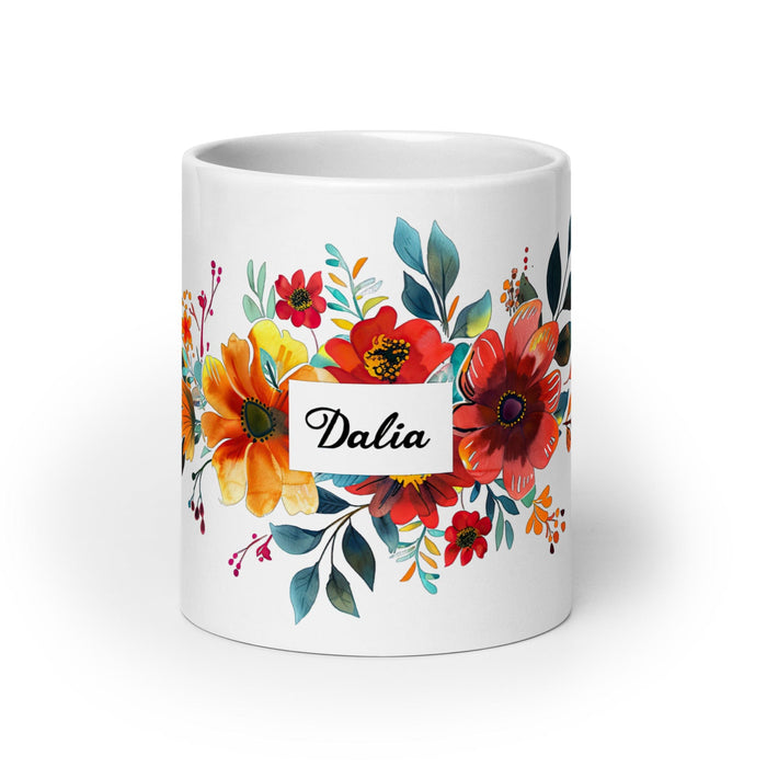 Dalia Exclusive Name Art Piece Home Office Work Coffee Mug Mexican Spanish Pride Gift Cup One-Of-A-Kind Calligraphy White Glossy Mug | D5 Mexicada