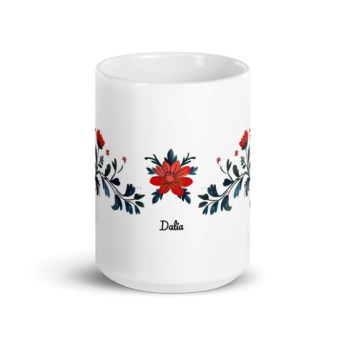 Dalia Exclusive Name Art Piece Home Office Work Coffee Mug Mexican Spanish Pride Gift Cup One-Of-A-Kind Calligraphy White Glossy Mug | D6 Mexicada