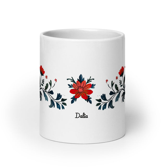 Dalia Exclusive Name Art Piece Home Office Work Coffee Mug Mexican Spanish Pride Gift Cup One-Of-A-Kind Calligraphy White Glossy Mug | D6 Mexicada