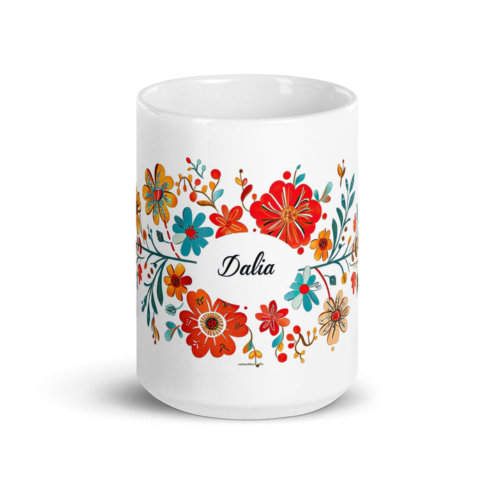 Dalia Exclusive Name Art Piece Home Office Work Coffee Mug Mexican Spanish Pride Gift Cup One-Of-A-Kind Calligraphy White Glossy Mug | D7 Mexicada