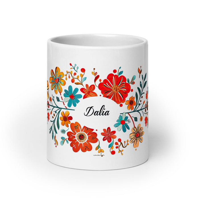 Dalia Exclusive Name Art Piece Home Office Work Coffee Mug Mexican Spanish Pride Gift Cup One-Of-A-Kind Calligraphy White Glossy Mug | D7 Mexicada