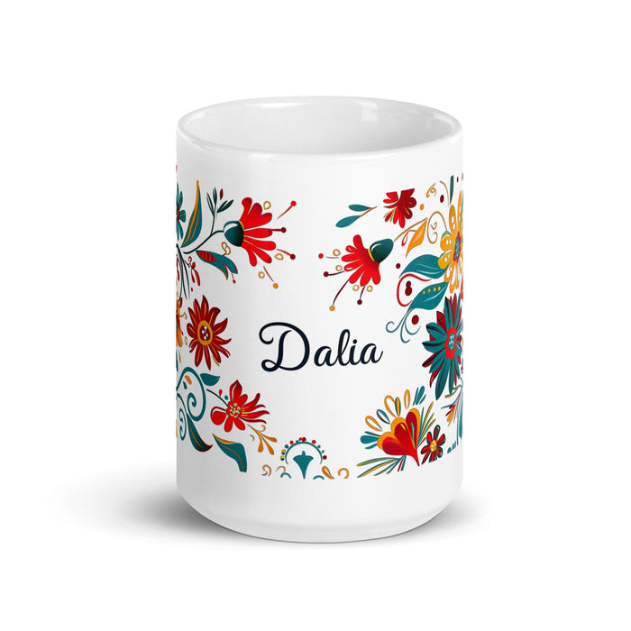 Dalia Exclusive Name Art Piece Home Office Work Coffee Mug Mexican Spanish Pride Gift Cup One-Of-A-Kind Calligraphy White Glossy Mug | D8 Mexicada