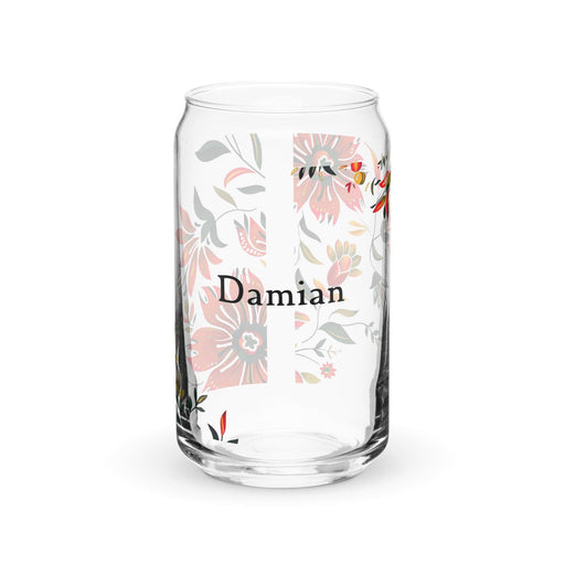 Damian Exclusive Name Art Piece Can-Shaped Glass Home Office Work Mexican Spanish Pride Gift Cup One-Of-A-Kind Calligraphy Glass | D10 Mexicada 16 oz